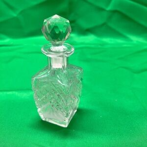 Vintage Rectangular Cut Glass Perfume Bottle EMPTY